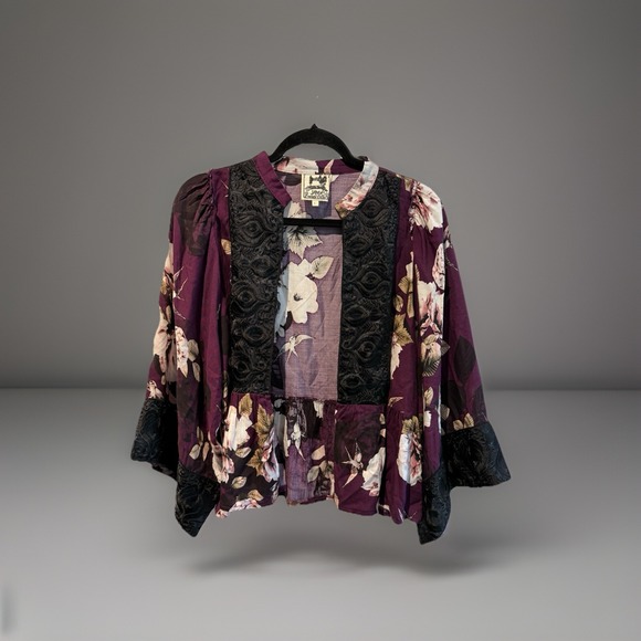 Janse‎ Dress Womens Large Floral Kimono Top Bohemian Peasant - Picture 1 of 10